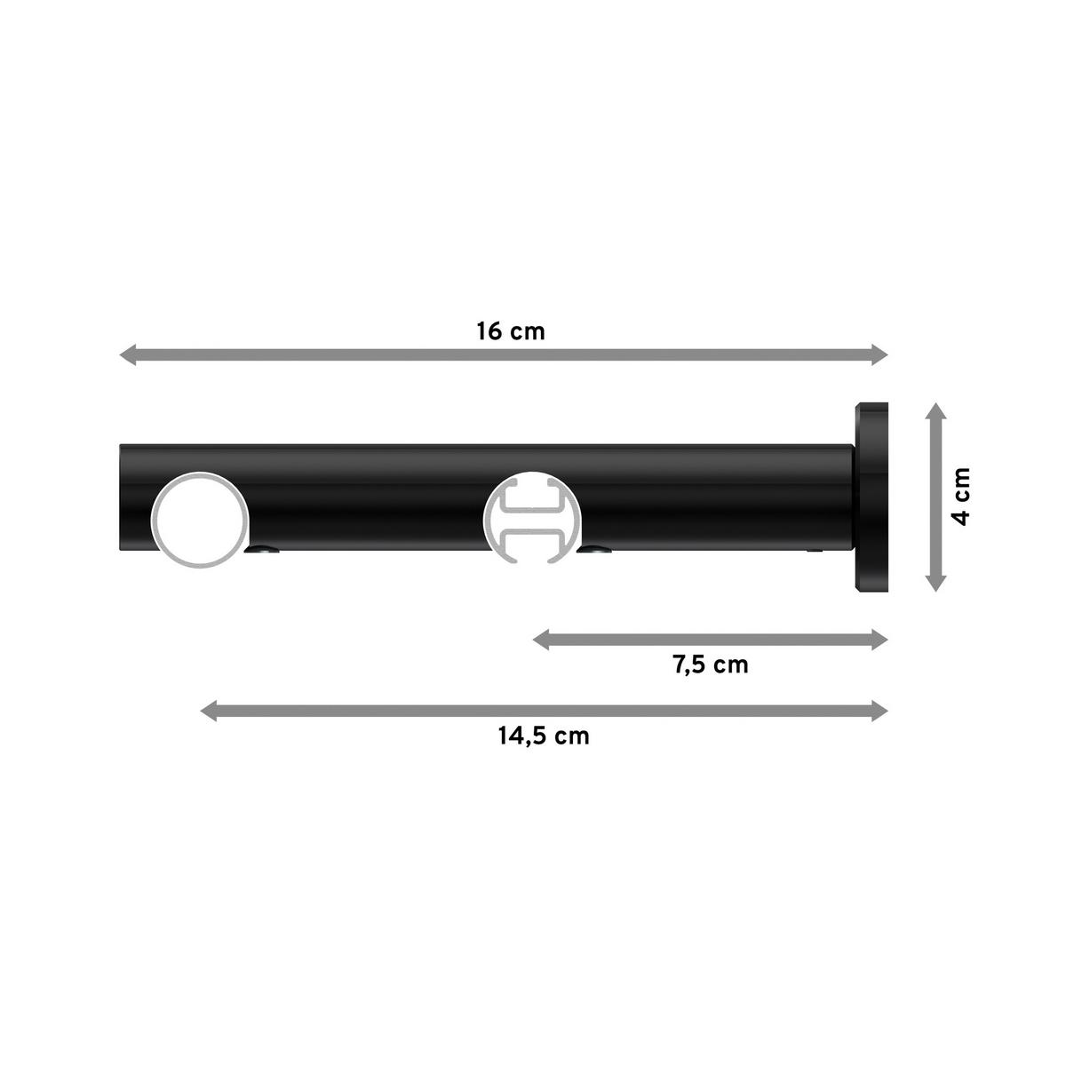 GARDINENSTANGE RUNDROHR-INNENLAUF Platon Sitra 540 cm (geteilt in 3 x 180 cm), 2-läufig, 20 mm Ø Schwarz - Schwarz, Metall (540cm) - INTERDECO