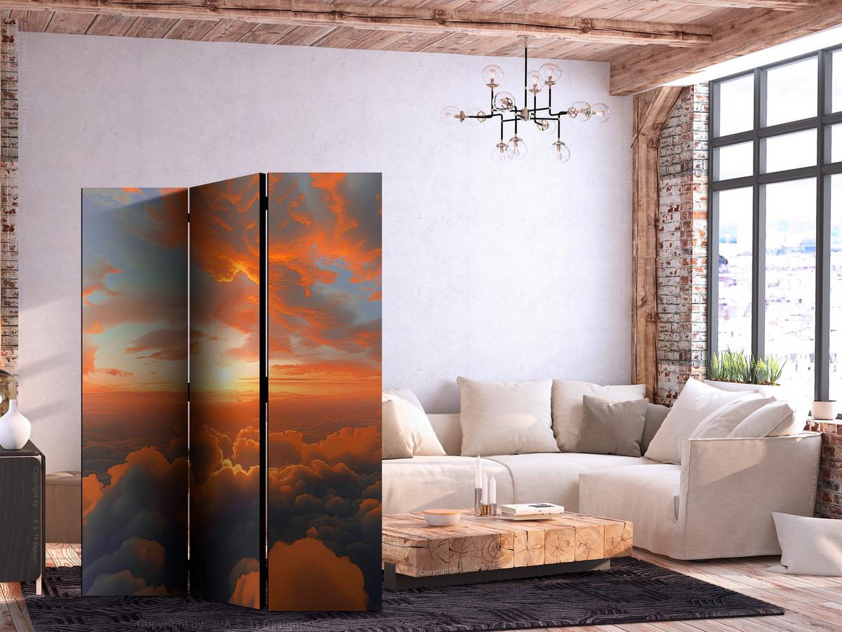 PARAVENT Einseitig Bedruckter 3-tlg 135x172 cm Sonnenuntergang und Wolken - Multicolor, Holz/Textil (135/172/3cm) - Muralo