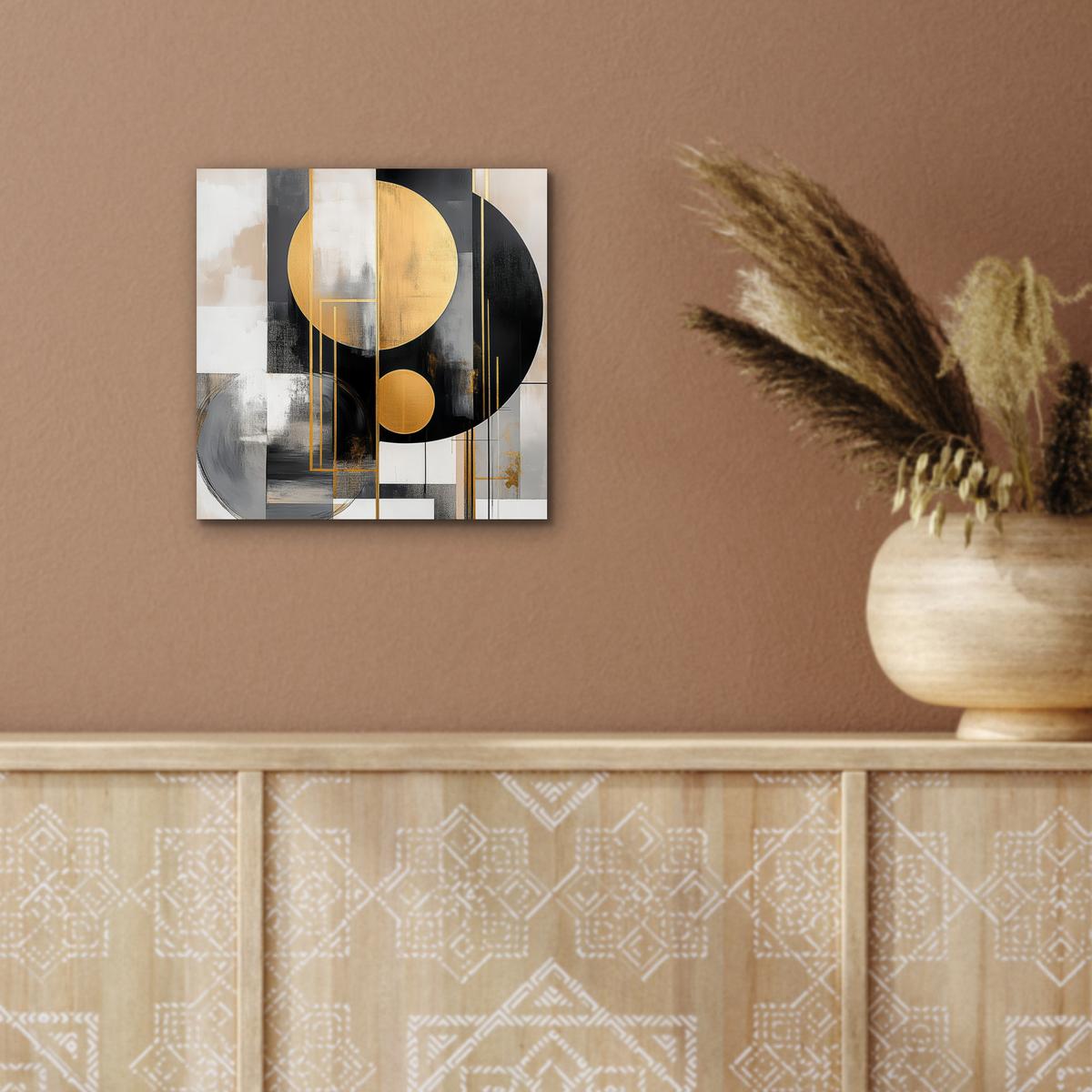 METALLBILD Abstrakt - Gold - Silber - Formen - Ästhetisch - Modern 20x20 cm - Goldfarben, Metall (20/20cm) - MuchoWow