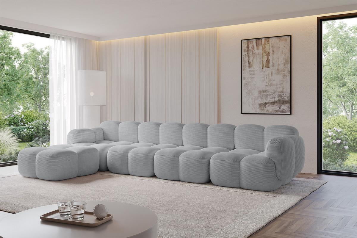 ECKSOFA modulares Sofa Links Miko-L3 390x205x75 Grau Cord - Anthrazit/Schwarz, Holzwerkstoff/Kunststoff (390/205cm) - ALTDECOR