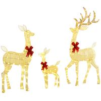 3ER Set LED Rentier, Weihnachtsdeko mit 283 warmweißen Lichtern Stahlrahmen - Silberfarben, Kunststoff (37/134/64cm) - Outsunny