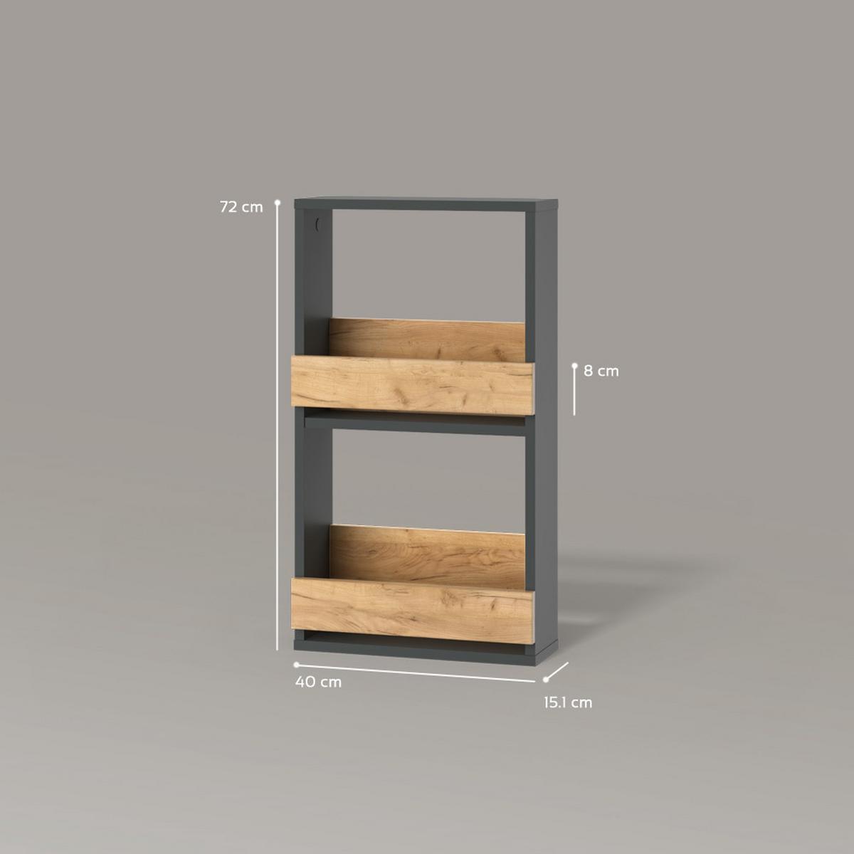 WEINGLASREGAL Regusa Goldkraft Eiche/Anthrazit 40 x 72 cm - Honigeiche/Anthrazit, Holzwerkstoff (40/72/15.1cm) - Livinity®