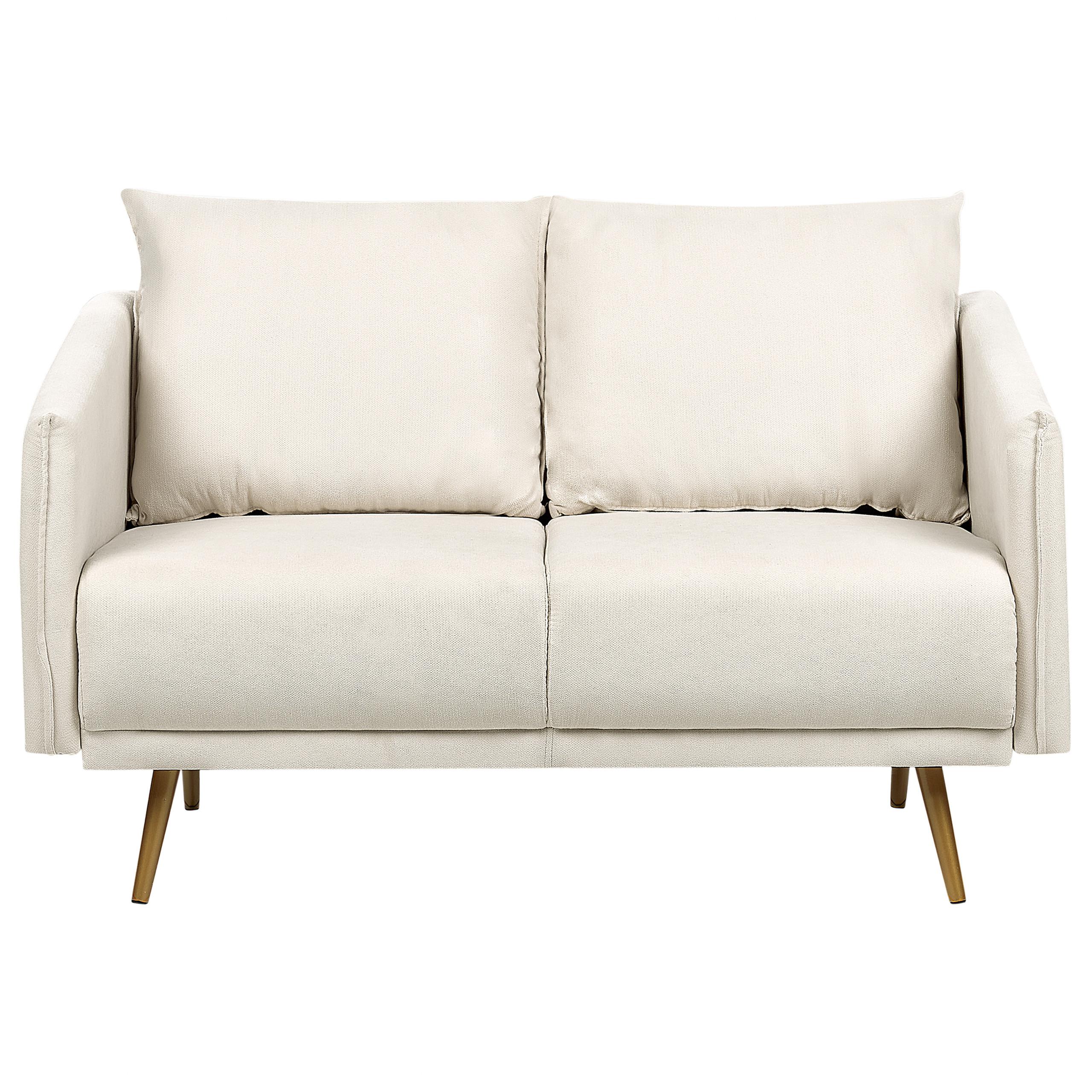 2-SITZER-SOFA beige mit goldenen Beinen Maura - Beige/Goldfarben, Textil (130/83/78cm) - Beliani