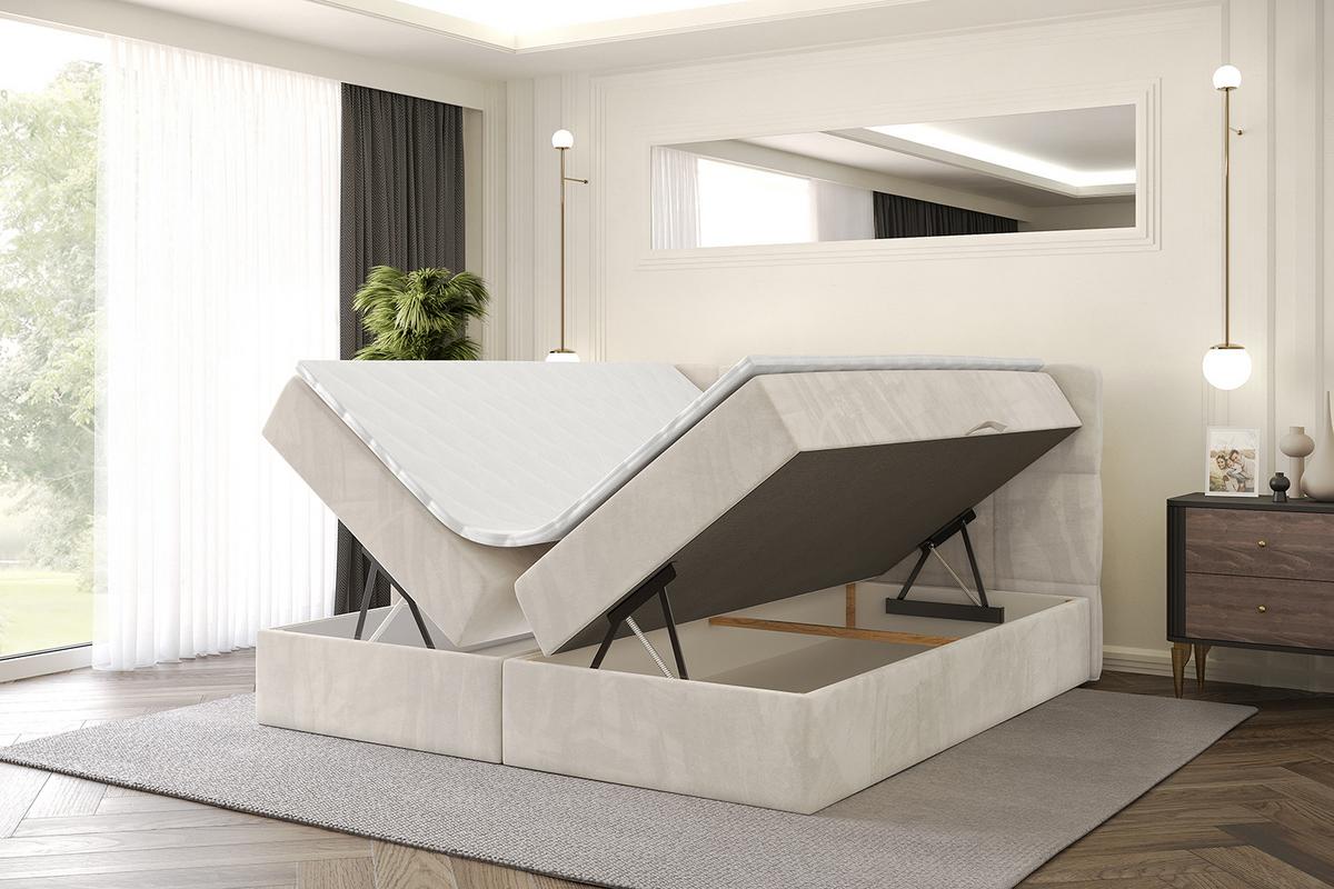 BOXBETT mit Matratze H3 und Lattenrost - LIRO - 160x200 - Beige Casablanca - Beige, Holzwerkstoff/Kunststoff (160/200cm) - ALTDECOR