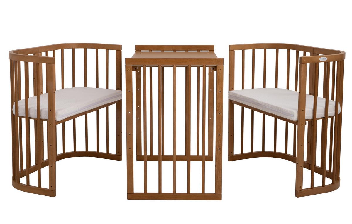 BABYBETT Vintage, 7in1 mit Matratze - Braun, Holz/Textil (73/124cm) - waldin