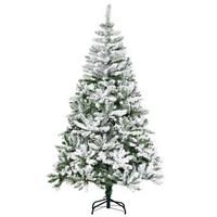 KÜNSTLICHER WEIHNACHTSBAUM mit Kunstschnee, Indoor 180 cm - Grün, Kunststoff/Metall (180cm) - HOMCOM