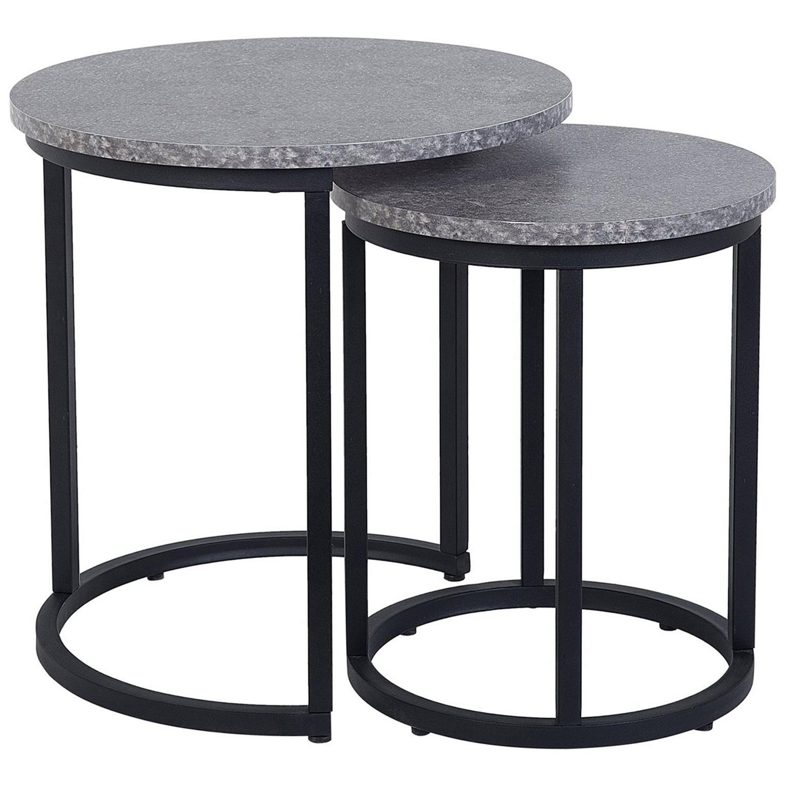 BEISTELLTISCH 2er-Set Rund Schwarz, Grau Dixie - Schwarz, Holzwerkstoff (48/48/50cm) - Beliani
