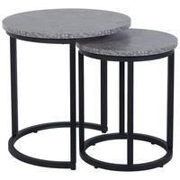BEISTELLTISCH 2er-Set Rund Schwarz, Grau Dixie - Schwarz, Holzwerkstoff (48/48/50cm) - Beliani