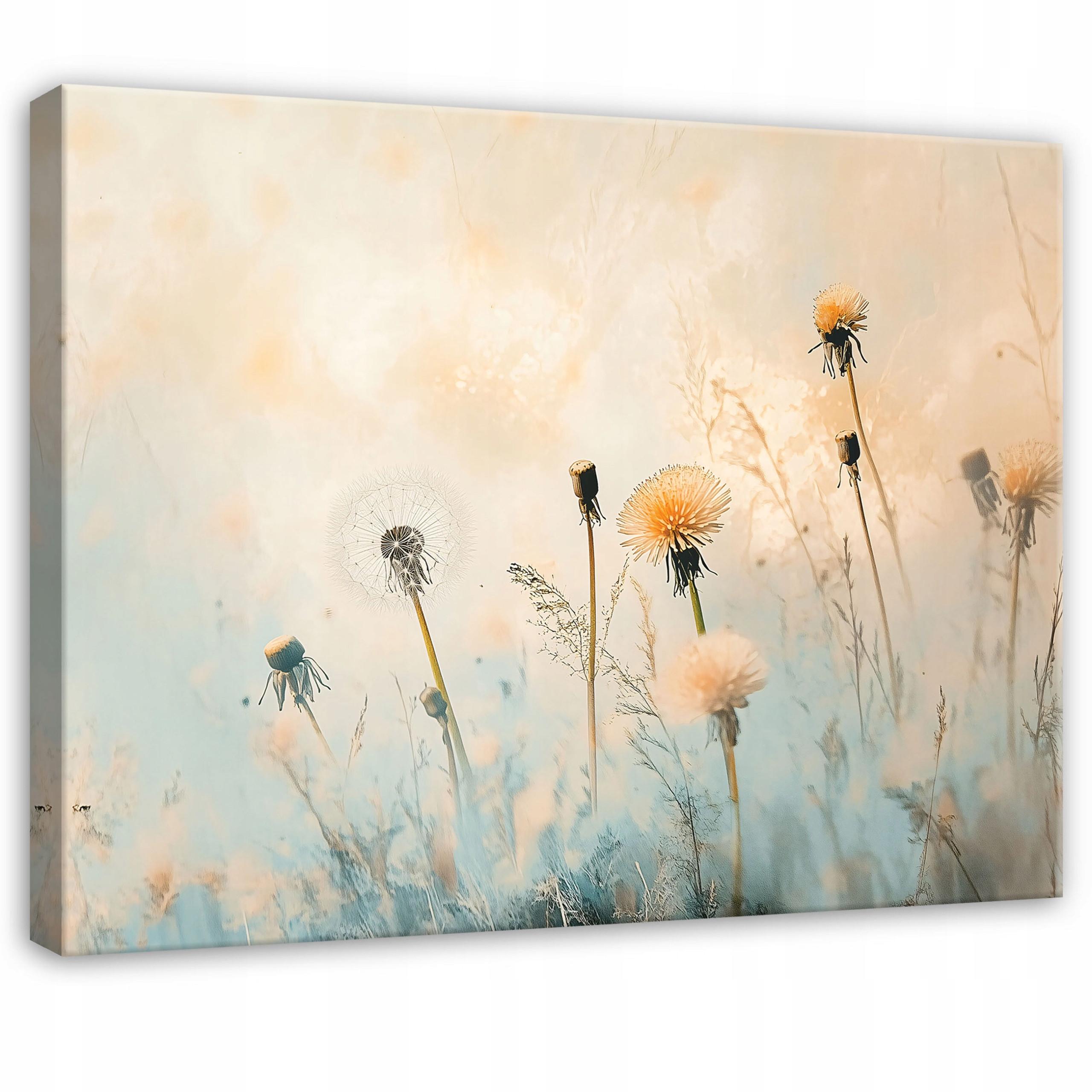 BILDER Blumen Wiese Pastell Modern Wanddekoration Wohnzimmer 100x70 - Beige, Holzwerkstoff (100/70cm) - Wallarena