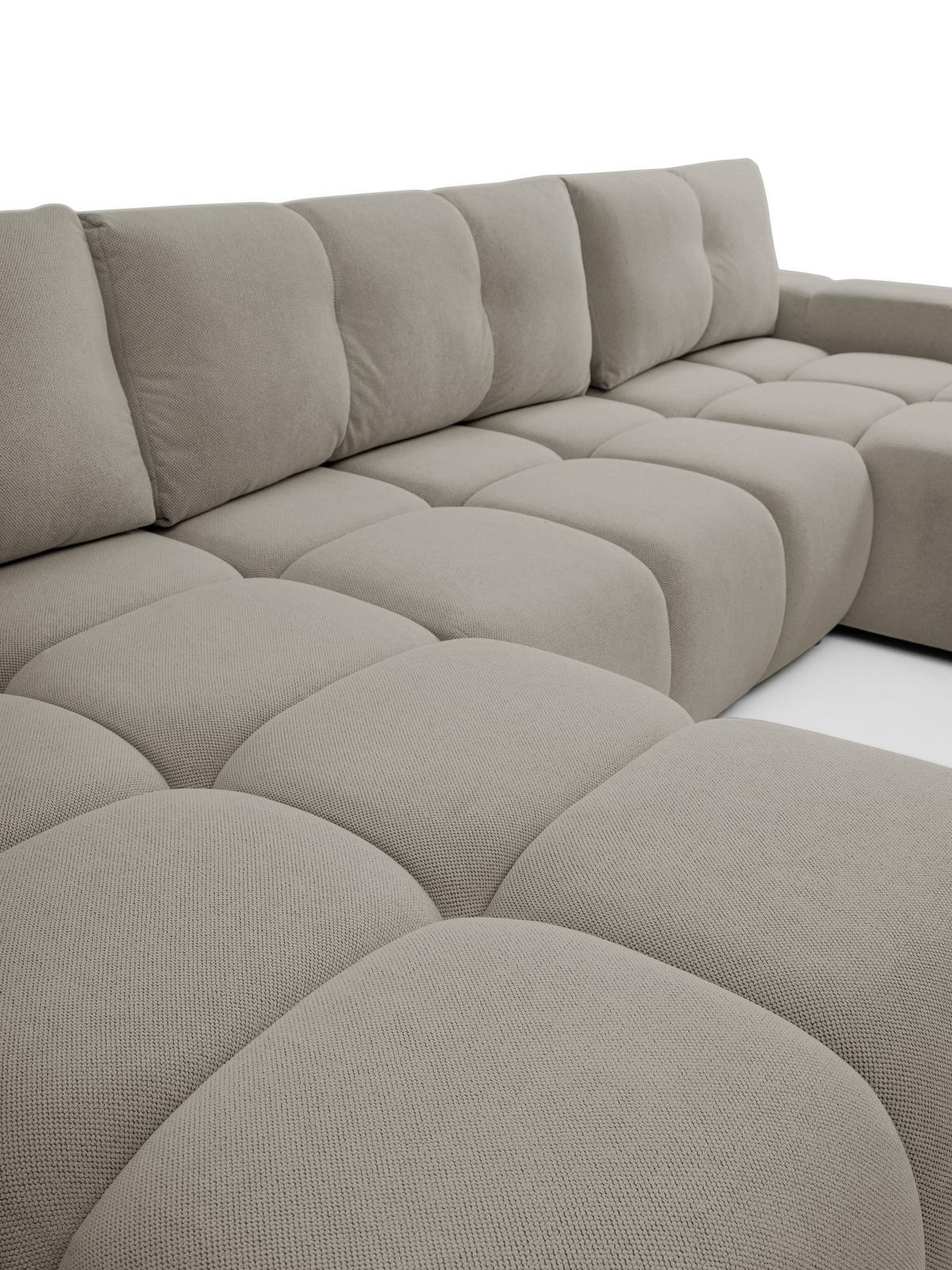 WOHNLANDSCHAFT DUCA U Hellgrau Jersey mit Schlaffunktion - Hellgrau, Holz (359/88/177cm) - MASSENO
