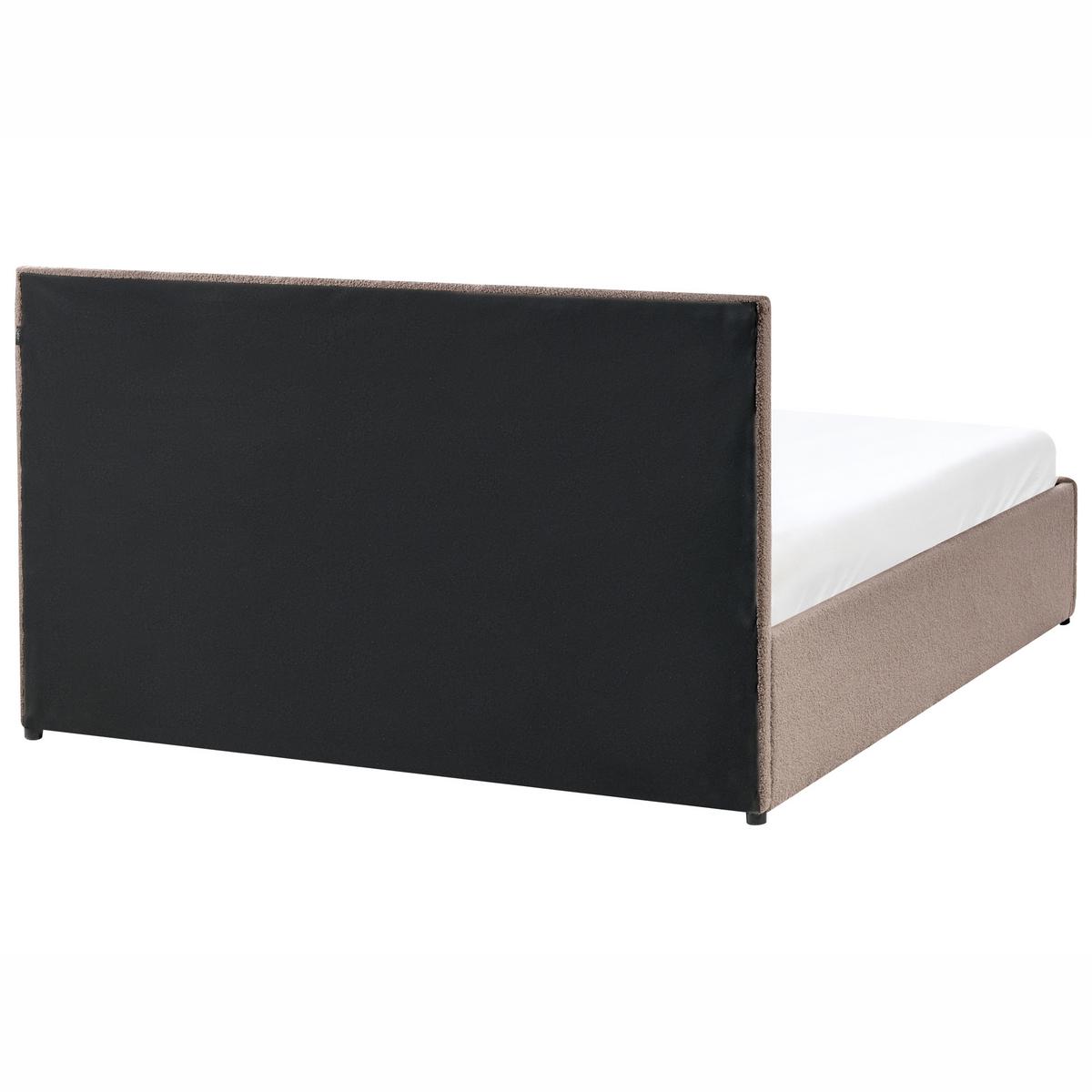 BETT mit Stauraum 140/200 cm Bouclé Taupe Massognes - Taupe, Textil (140/200cm) - Beliani