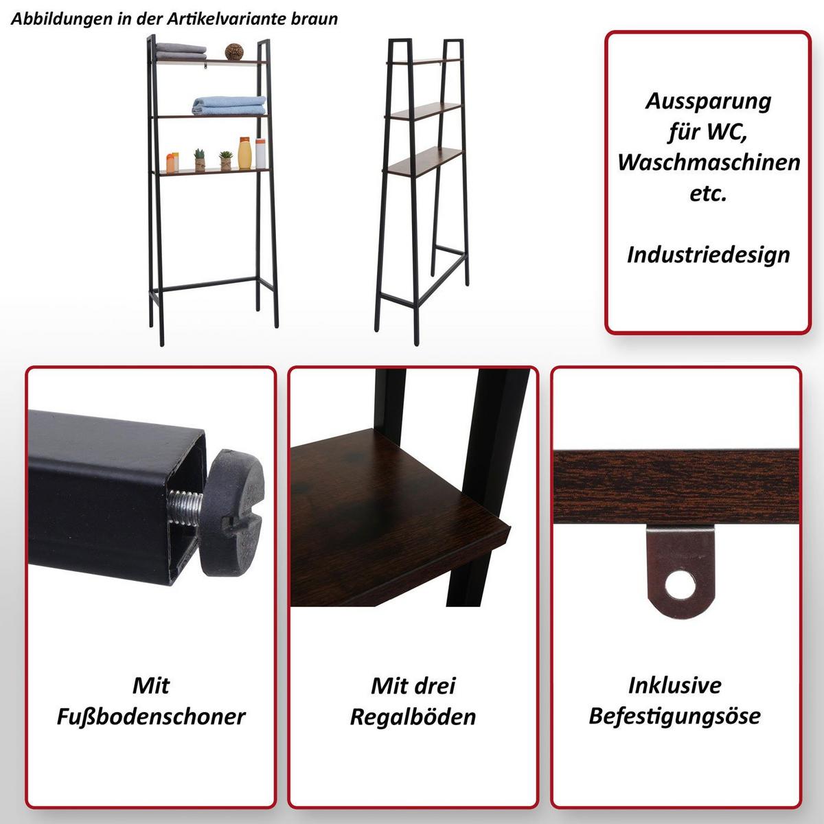 STANDREGAL Grau, Braun - Braun/Grau, Holz (64/155/25cm) - MCW