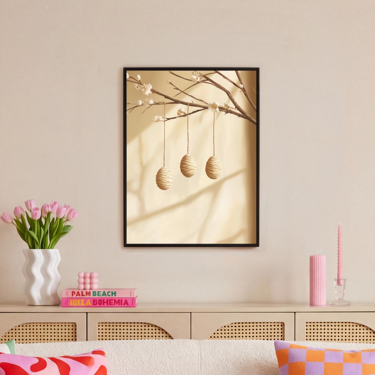 LEINWAND Bilder mit Rahmen - Beige - Osterkuchen - Eier - 60x80 - Beige, Textil (60/80cm) - MuchoWow