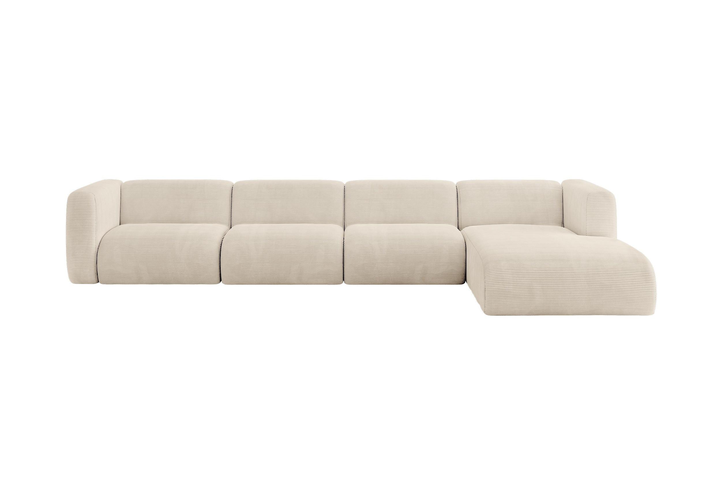 ECKSOFA Ottomane Rechts MIRA-L3 409x179x70 Beige Cord - Sandfarben/Beige, Holzwerkstoff/Kunststoff (409/179cm) - ALTDECOR