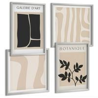 BILDER SET 4er Set - 50x50 cm & 40x60 cm Silberner Rahmen - Abstrakte Pflanzenmotive - Silberfarben, Kunststoff (50/50cm) - TULUP