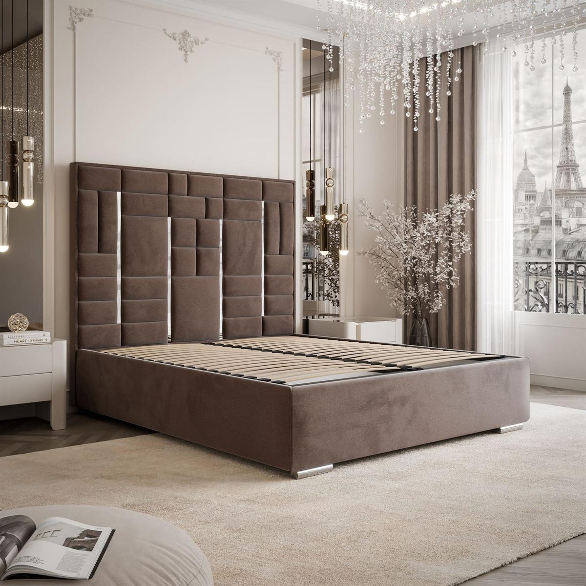 POLSTERBETT BRIGITTE SILVER mit Bettkasten 140x200 cm Element 25 - Braun, Textil (140/200cm) - Lookway