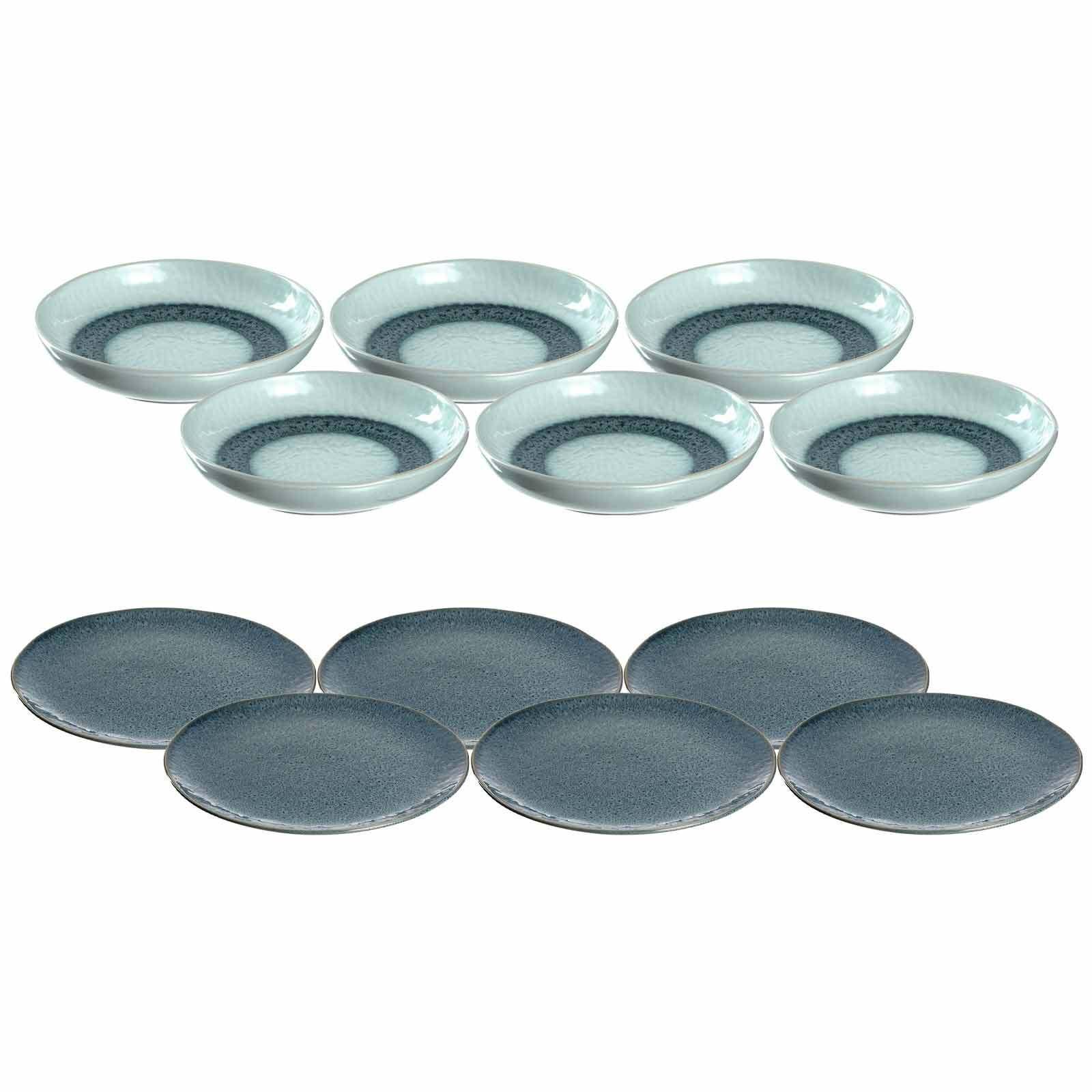 TAFELSERVICE Matera blau 12er Set - Blau, Keramik (2/2/2cm) - Leonardo Living