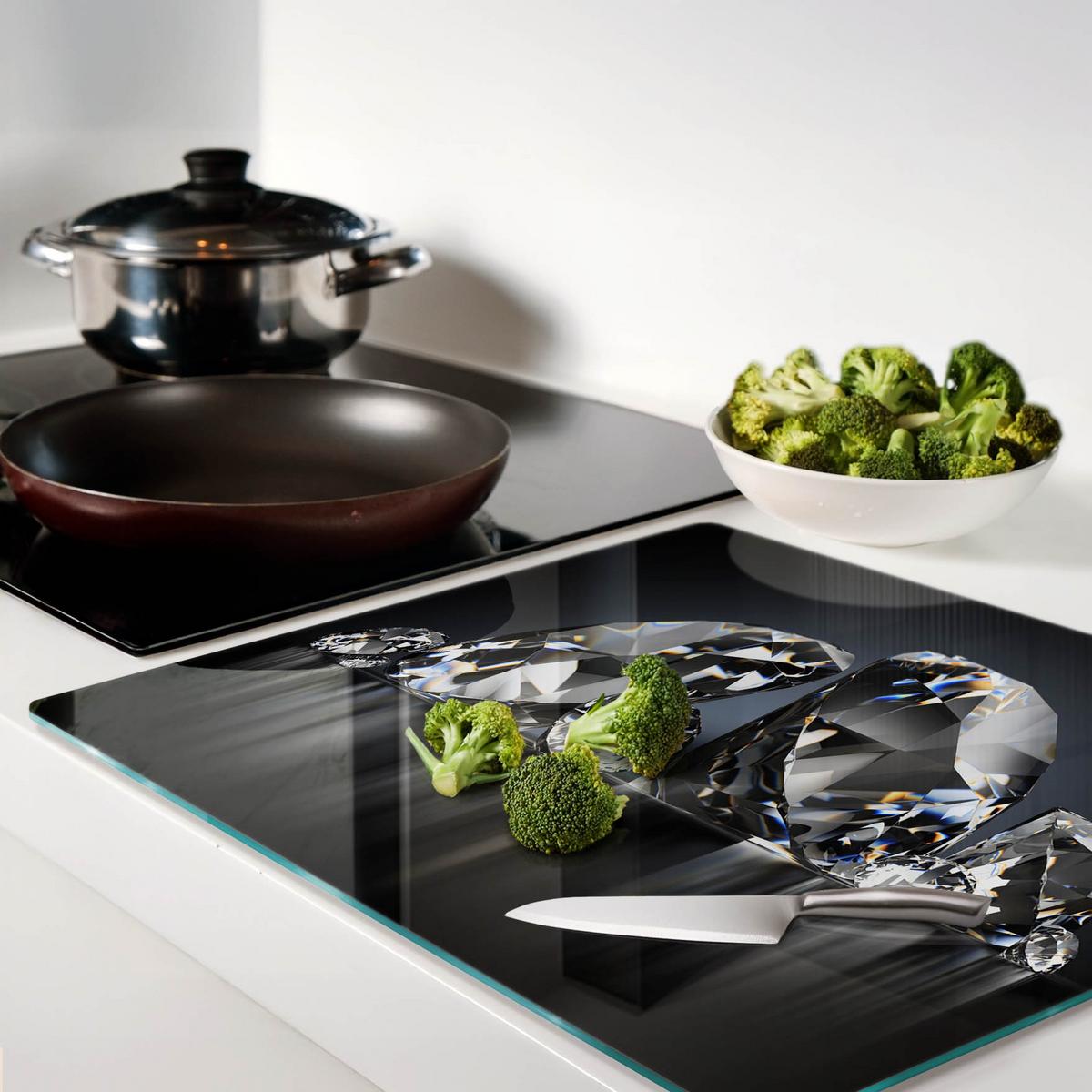 GLASPLATTE 60x52 cm Diamanten - Schwarz, Glas (60/0.4/52cm) - TULUP