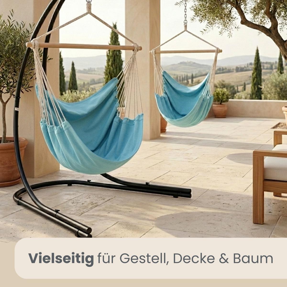 XXL-HÄNGESESSEL 185/130 cm Belastbar bis 150 kg Türkis - Blau, Textil (130/155/185cm) - Amanka