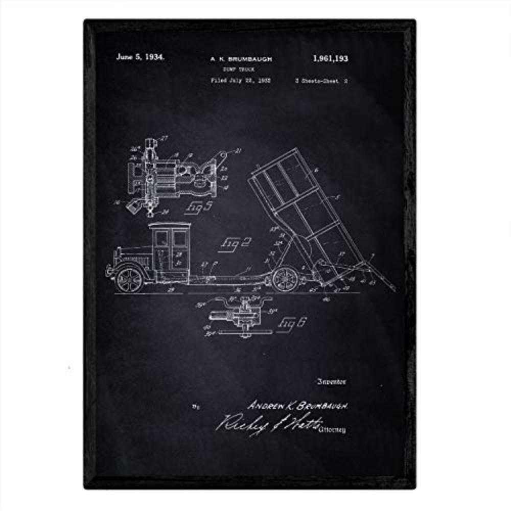 POSTER Abfall-Lkw Patent 2 A3 Rahmenlos - Klar/Schwarz, Papier (29.7/5/42cm) - Nacnic