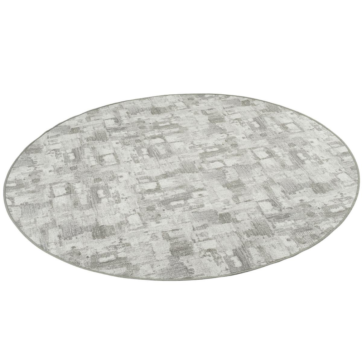 FEINSCHLINGEN VELOUR TEPPICH STRONG TREND RUND - Hellgrau, Textil (100/100cm) - Snapstyle