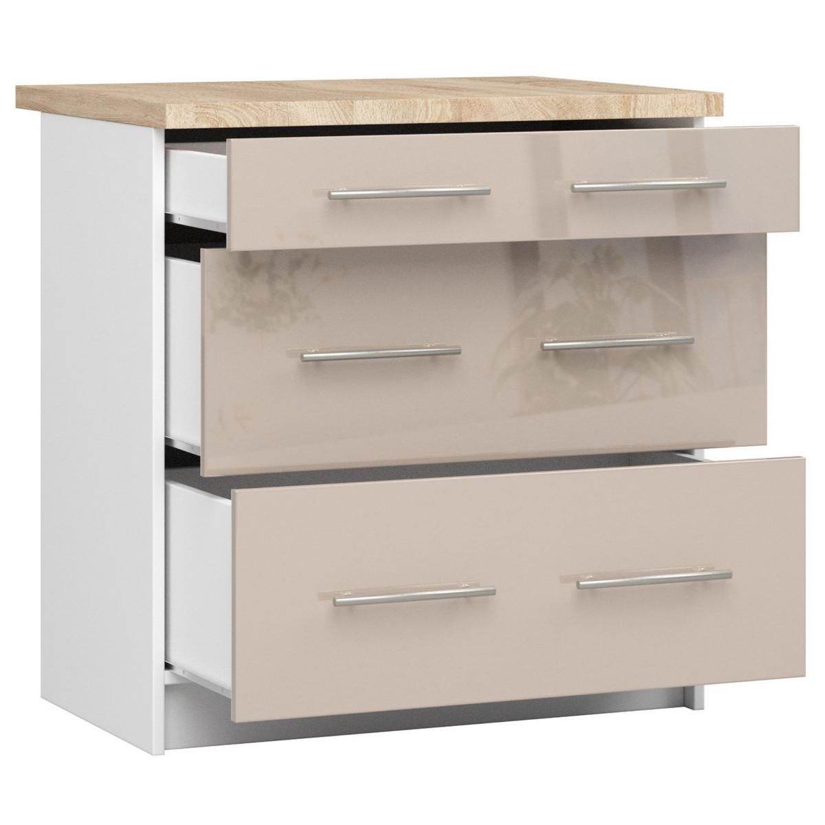 UNTERSCHRANK Weiß, Cappuccino Glanz 85/80/46 - Weiß/Cappuccino, Holzwerkstoff (80/85/46cm) - RAUMHIRSCH FURNITURE
