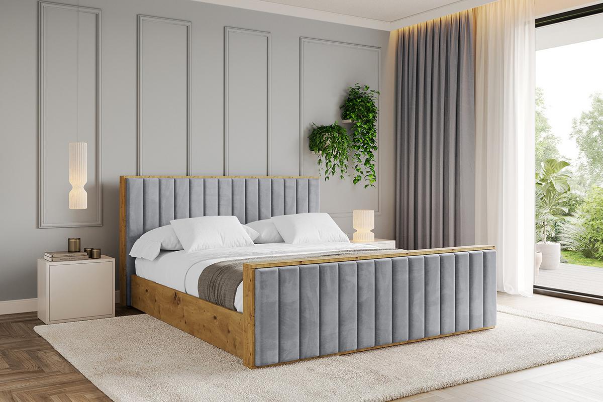 POLSTERBETT mit Bettkasten, Fußteil und Lattenrost, Boxbett mit Matratze H3/H4 - ENZO4-Z 180x200 Grau - Grau, Holzwerkstoff/Textil (180/200cm) - ALTDECOR