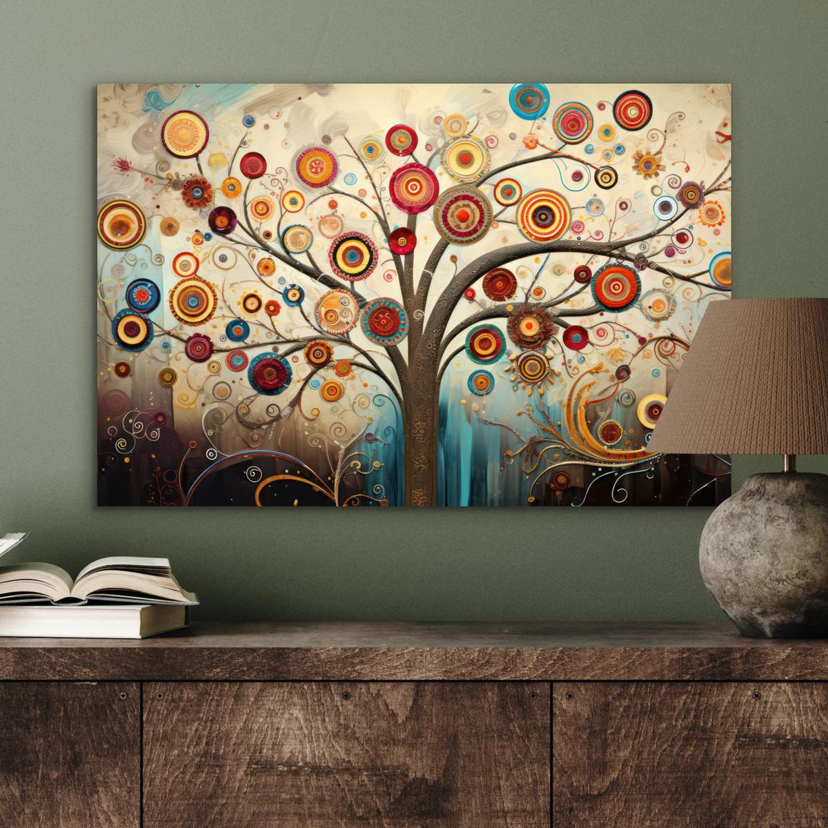 METALLBILD Baum - Baum des Lebens - Farbe Wandbild 60x40 cm - Braun, Metall (60/40cm) - MuchoWow