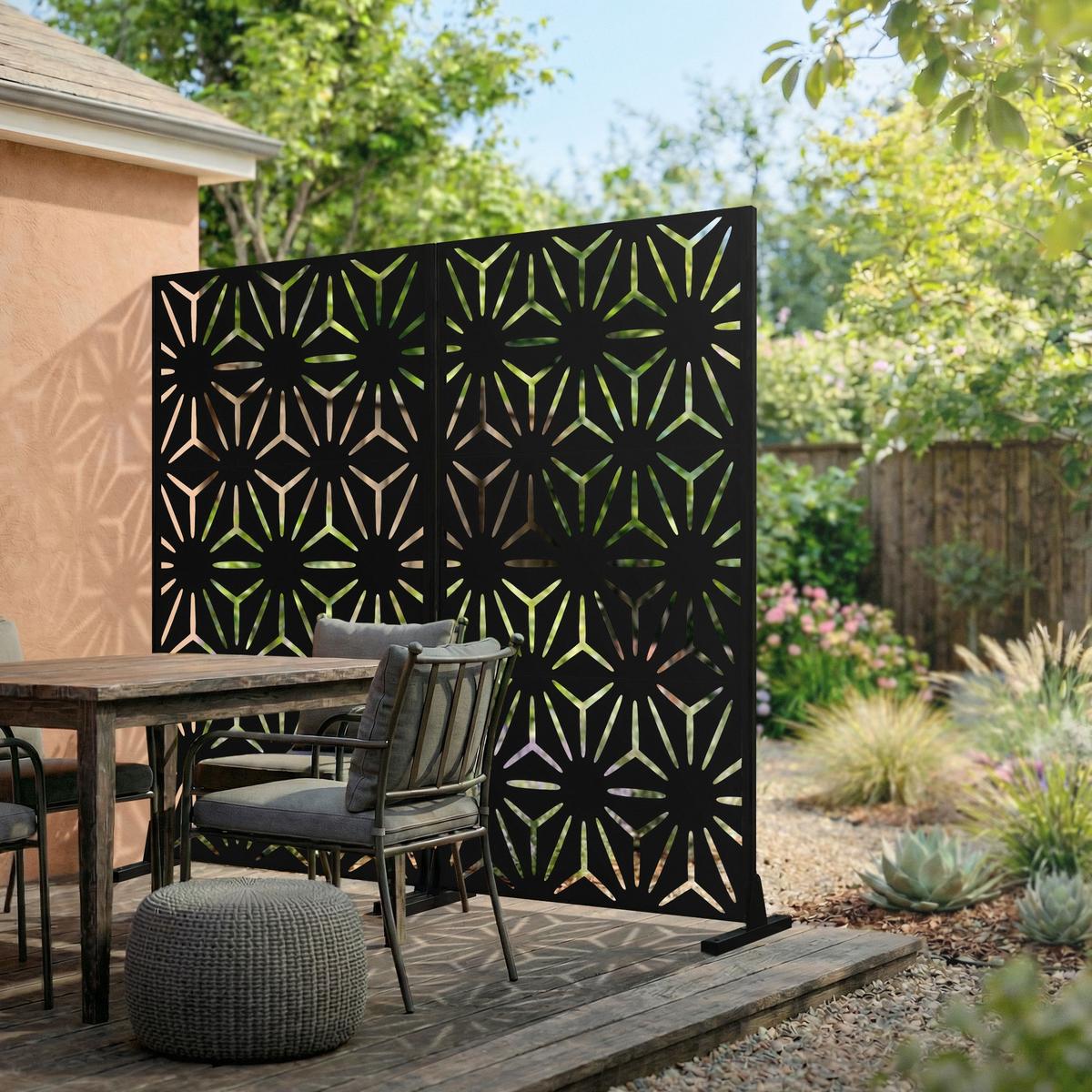 METALL-SICHTSCHUTZ Torino 90x180 cm Schwarz aus Stahl - Schwarz, Metall (90/183cm) - ML-DESIGN