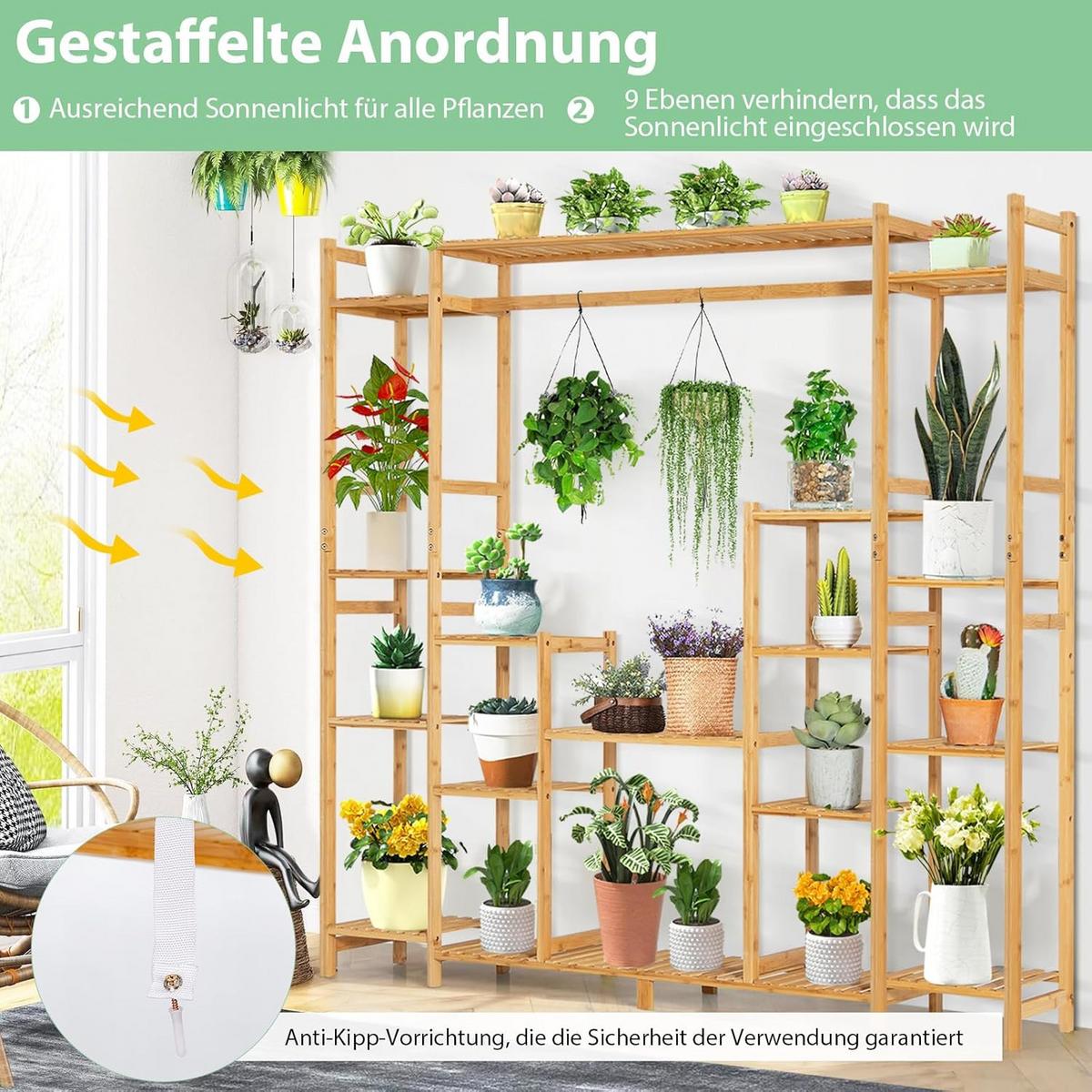 BLUMENSTÄNDER Natur - Naturfarben, Naturmaterialen (167/166/30cm) - COSTWAY