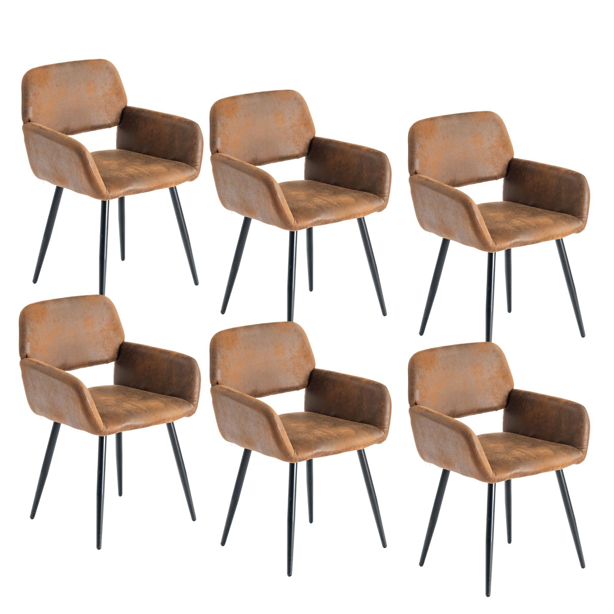 ARMLEHNSTUHL-SET 6 Stück braun - Braun, Holzwerkstoff/Textil (56/77/53cm) - Urban Meuble