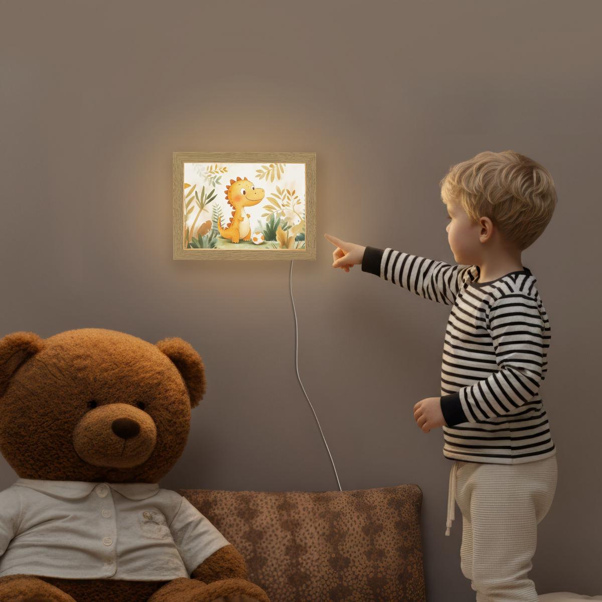 NACHTTISCHLAMPE Dino - Fußball - Orange 20x15 cm - Beige, Holzwerkstoff (8/20/15cm) - OnlyWow