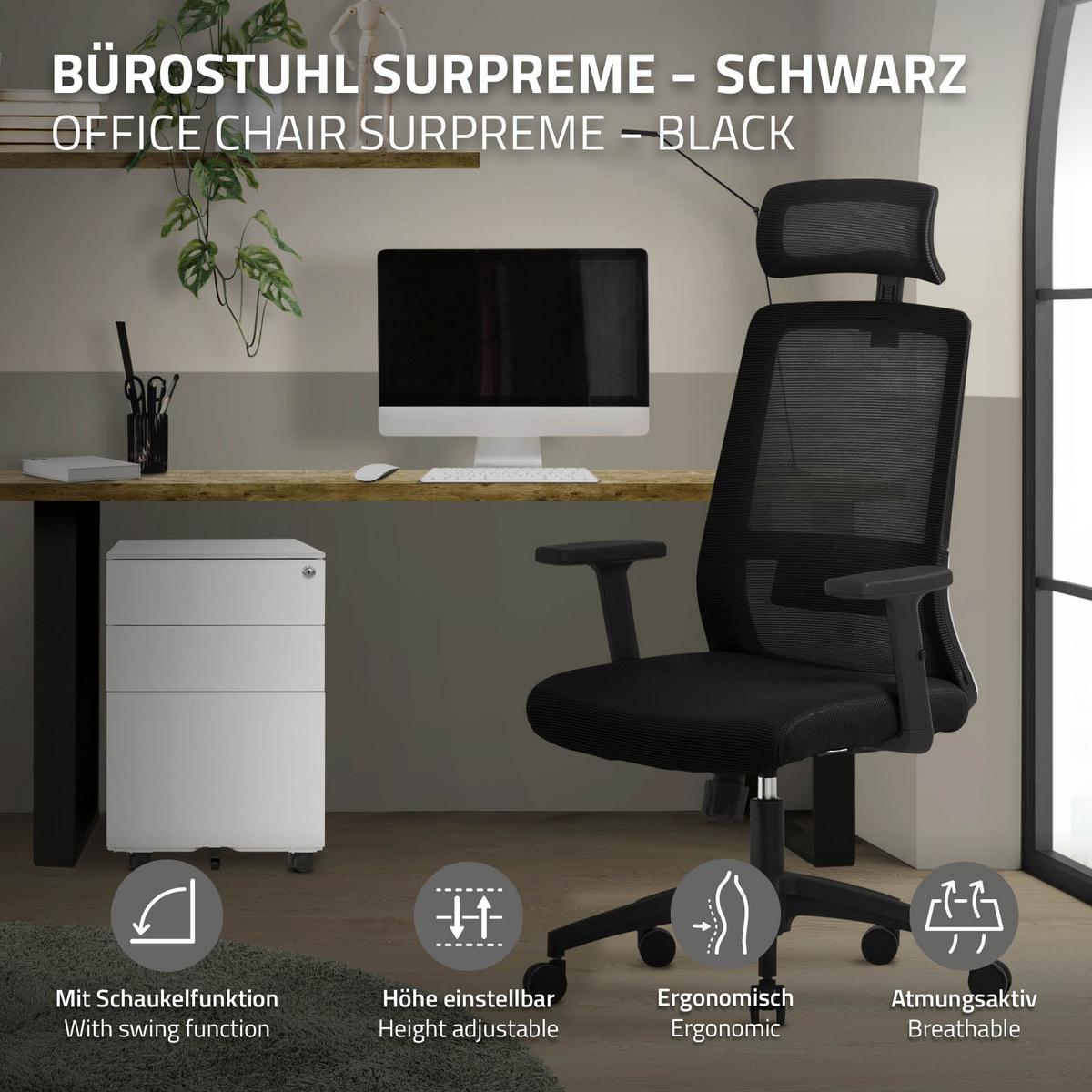 BÜROSTUHL Schwarz - Schwarz, Kunststoff (66/123/68cm) - ML-DESIGN
