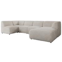 WOHNLANDSCHAFT MODARO U 5M - Beige Cord - Rechts - Beige/Schwarz, Textil (345/78/180cm) - MKS