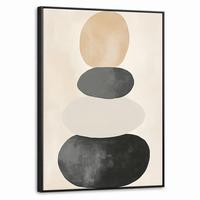 LEINWAND Bilder mit Rahmen - Japandi - Wabi sabi - Beige - 70x100 - Taupe, Textil (70/100cm) - MuchoWow