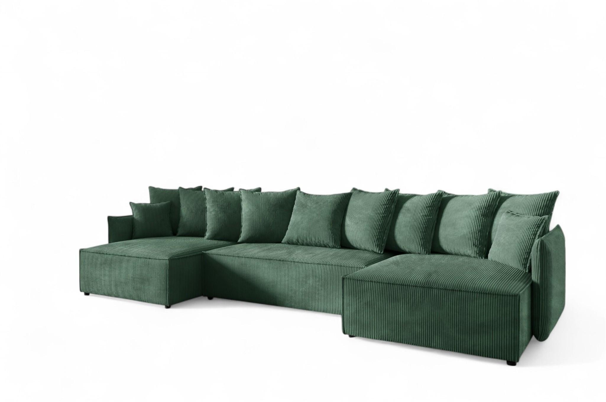 WOHNLANDSCHAFT Minea - Grün, Holzwerkstoff/Textil (362/70/153cm) - Fun Möbel