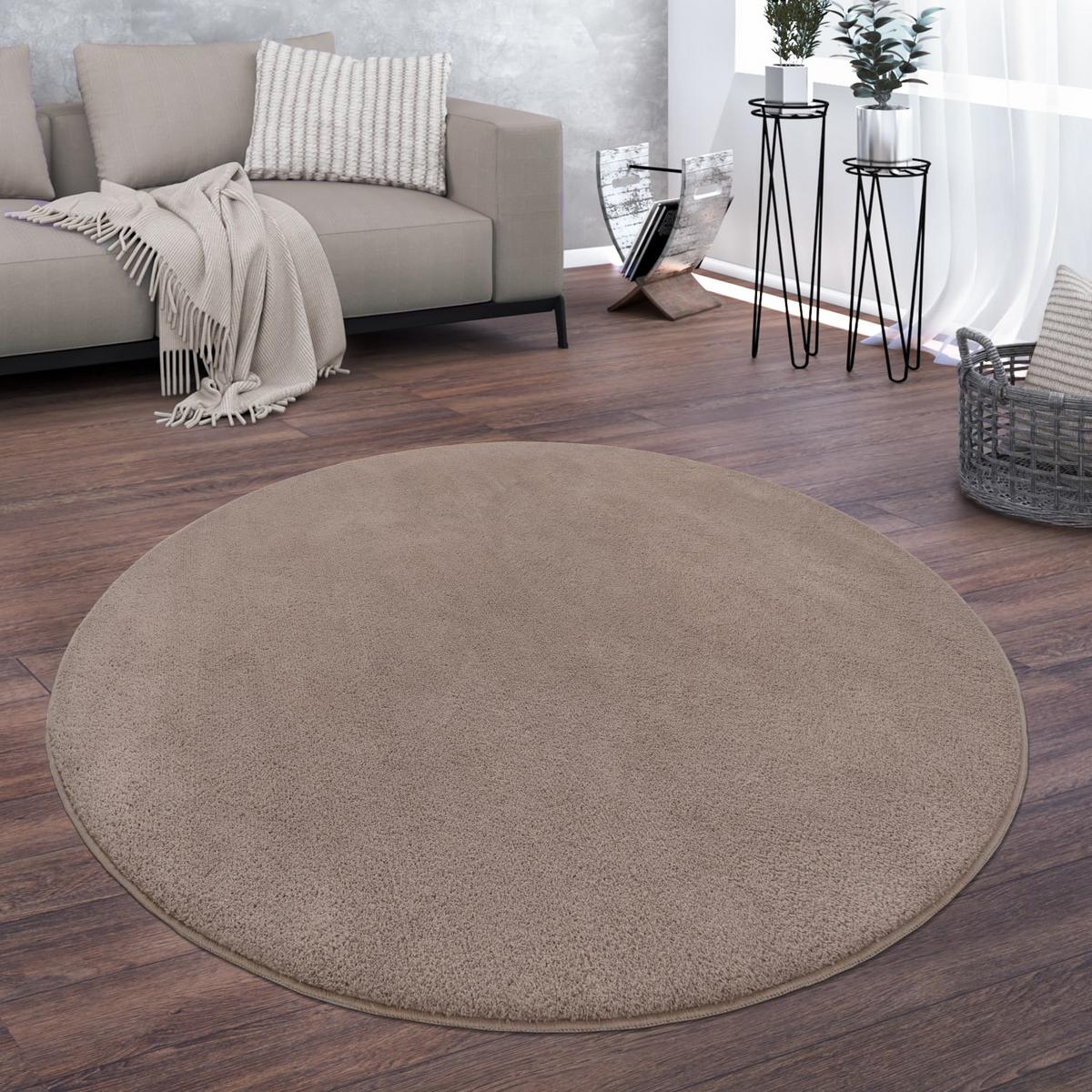 KURZFLORTEPPICH, einfarbig, Taupe, Ø 200 cm - Braun, Textil (200/200cm) - KADIMA DESIGN