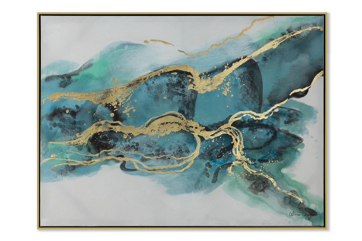 ACRYLBILD HANDGEMALT 102,5/77,5 cm - Türkis/Blau, Textil (102.5/77.5cm) - KUNSTLOFT
