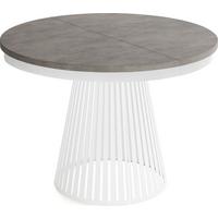 ESSTISCH Naro rund ausziehbar mit Weißem Lamellen-Metallgestell, Beton-Optik Dunkelgrau 120-200/120/76 cm - Dunkelgrau/Weiß, Holzwerkstoff/Metall (120/196/76cm) - WFL GROUP