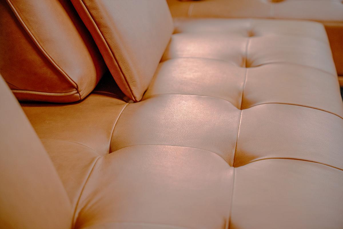 MODULSOFA MIT HOCKER WIOLO 3ER SET Braun Leder - Silberfarben/Braun, Leder/Metall (350/83/350cm) - KAWOLA