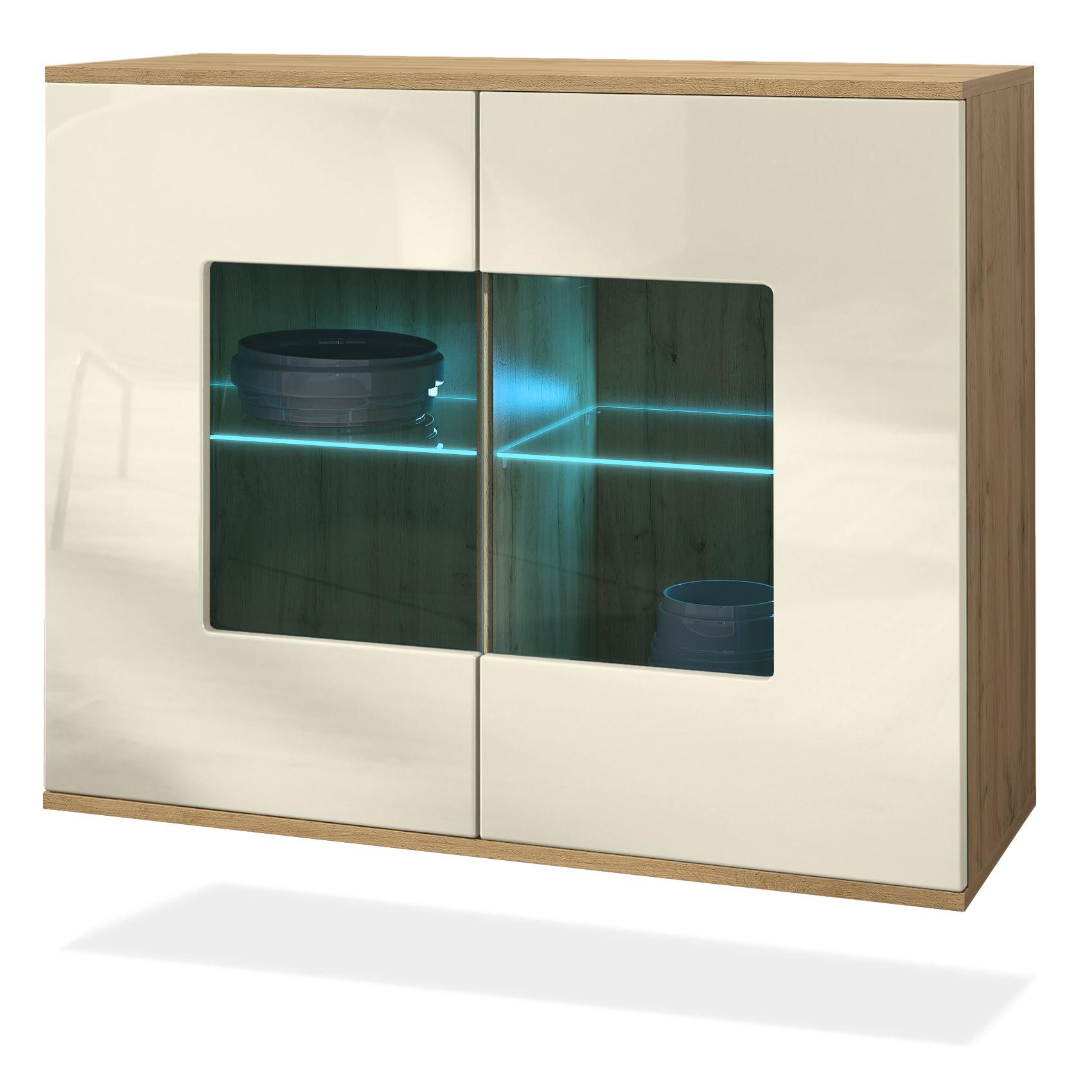 KOMMODE Grömitz Creme Hochglanz - Creme, Holzwerkstoff (92.5/73.5/35cm) - Vladon