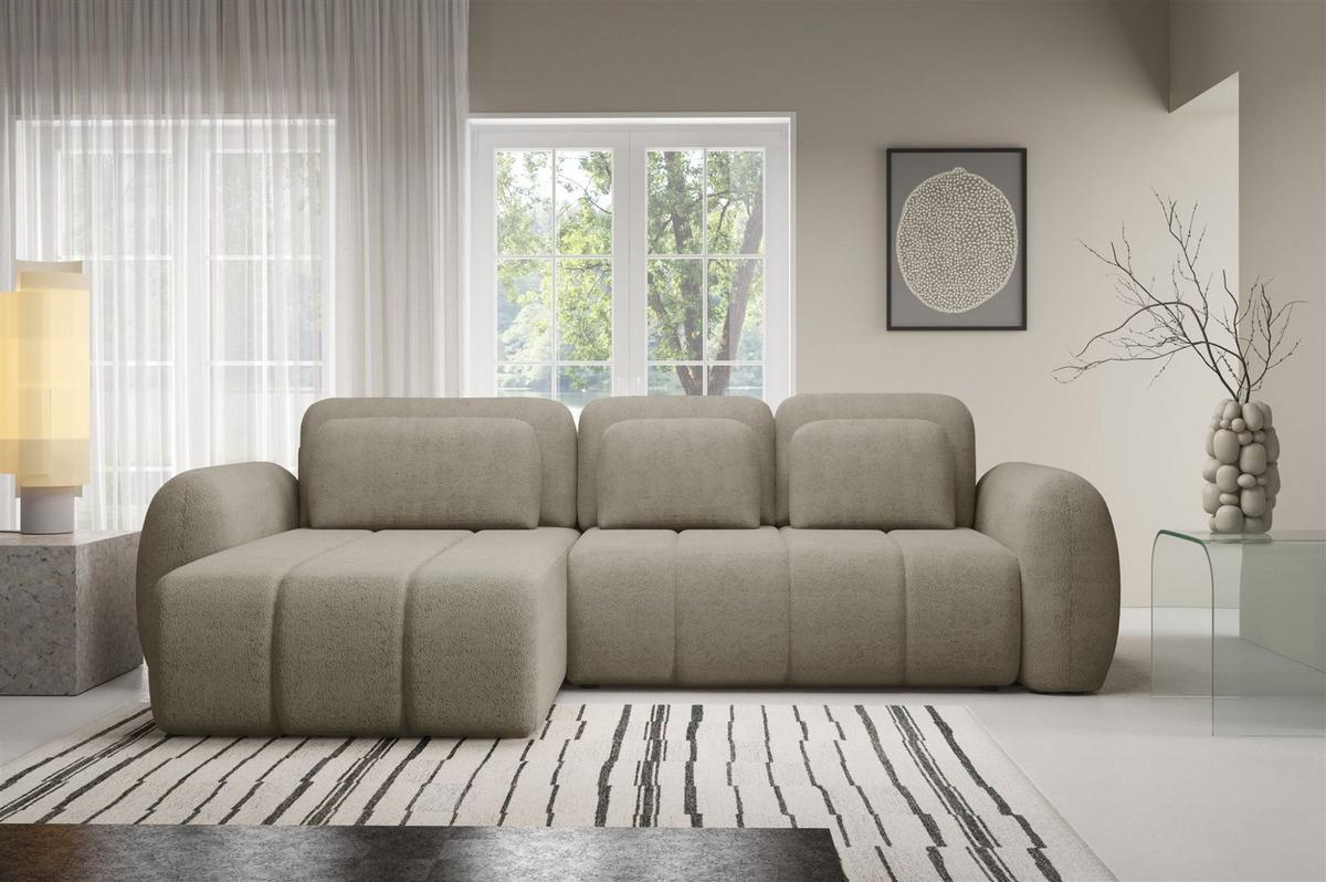 ECKSOFA Caria Mit Schlaffunktion - Beige, Holzwerkstoff/Textil (304/190cm) - Fun Möbel