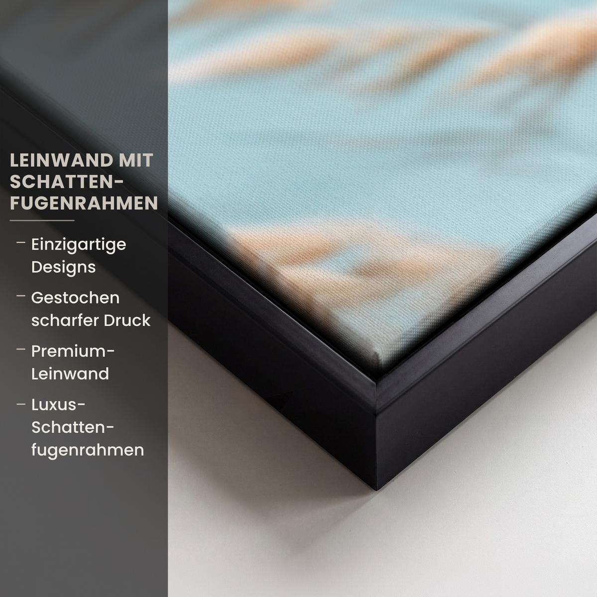 LEINWAND Bilder mit Rahmen - Ziergras - Wind - Hellbraun - 70x50 - Hellblau, Textil (70/50cm) - MuchoWow