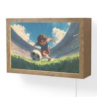 WANDLEUCHTE Stadion - Fußballer - Ball 30x20 cm - Blau, Holzwerkstoff (30/20/8cm) - OnlyWow