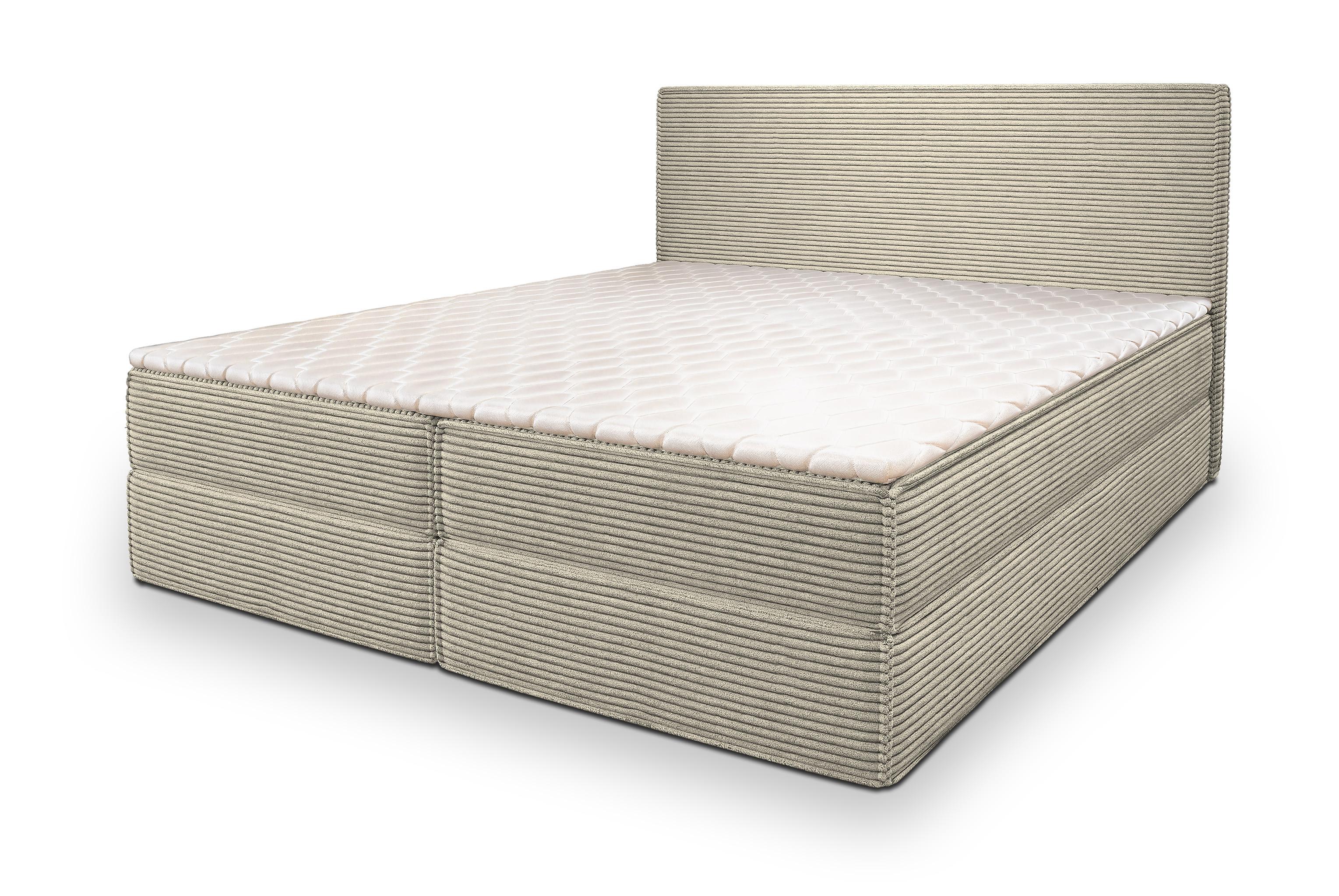 BOXBETT PELLIO 160x200 cm mit Matratze und Topper - Creme - Creme, Holz (160/200cm) - MASSENO