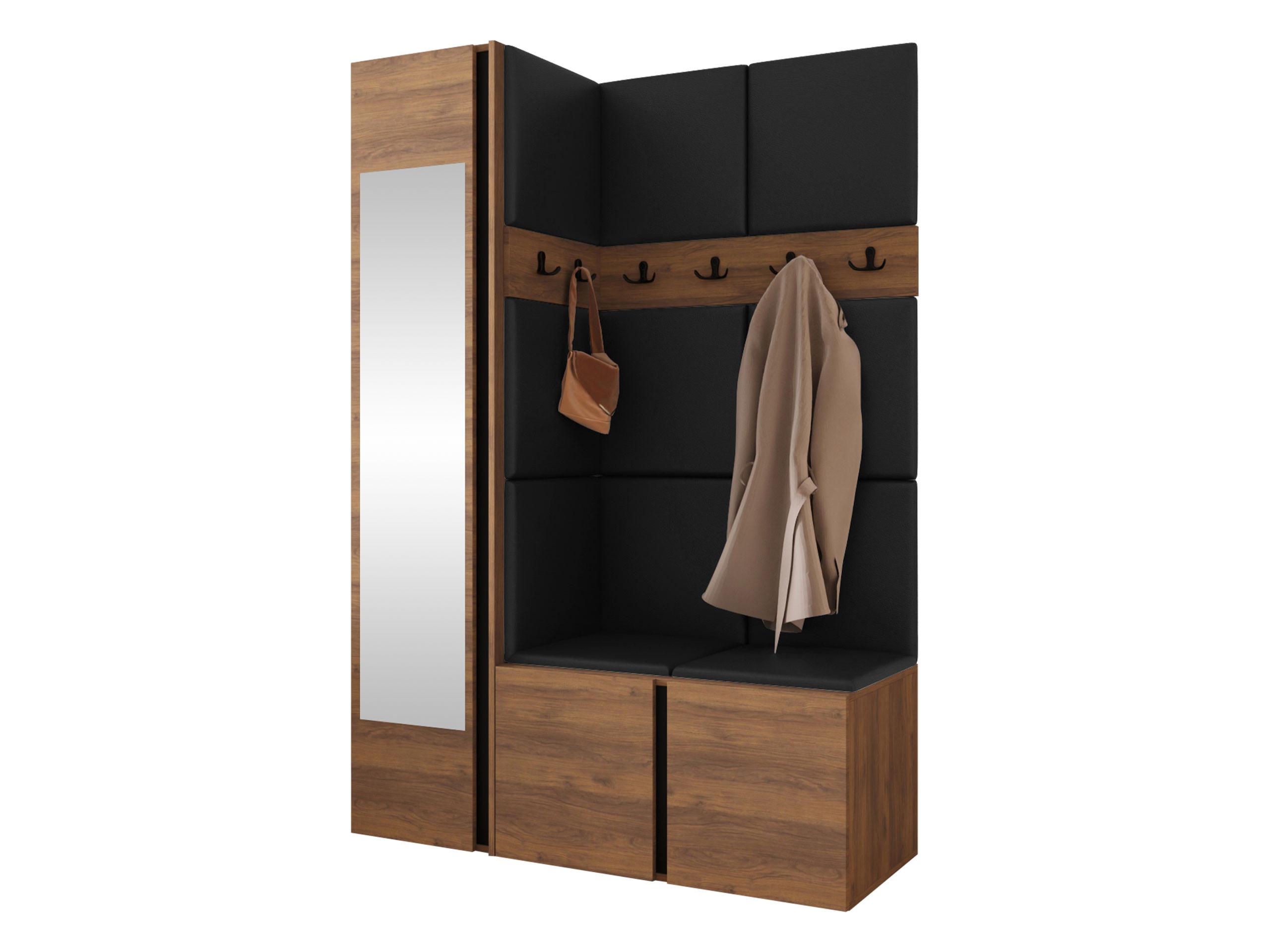 GARDEROBEN-SET Orion X - Nussbaumfarben/Schwarz, Holzwerkstoff/Kunststoff (124/186/46cm) - MIRJAN24