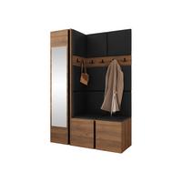 GARDEROBEN-SET Orion X - Nussbaumfarben/Schwarz, Holzwerkstoff/Kunststoff (124/186/46cm) - MIRJAN24
