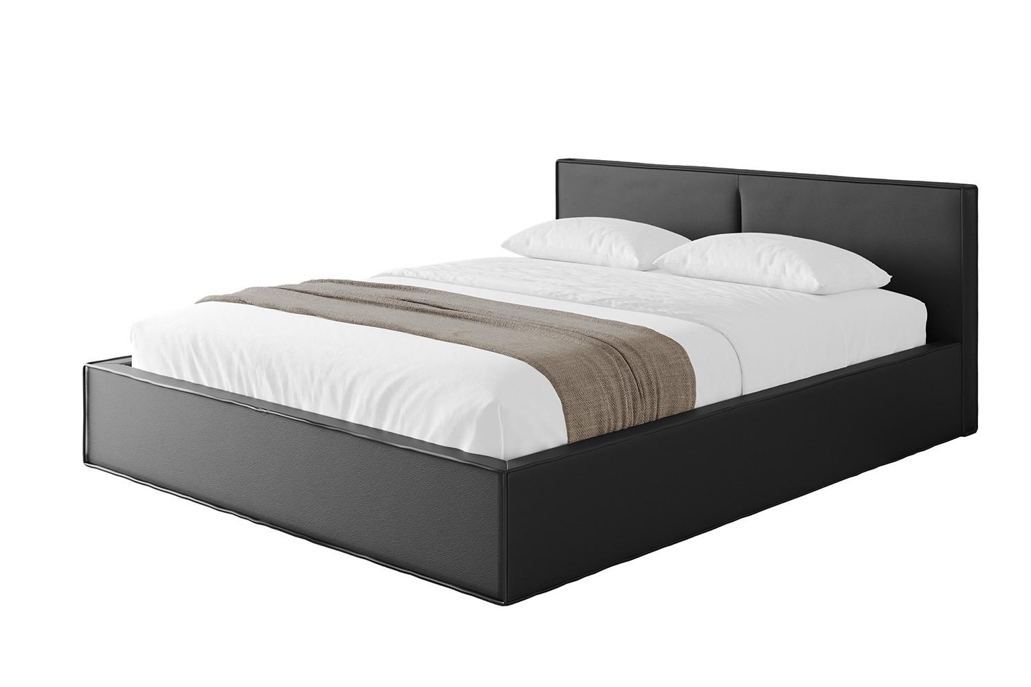 POLSTERBETT mit Bettkasten und Lattenrost, Bett mit Matratze H3/H4 - EMMI-V1 180x200 Schwarz Kunstleder - Schwarz Hochglanz, Holzwerkstoff/Textil (180/200cm) - ALTDECOR
