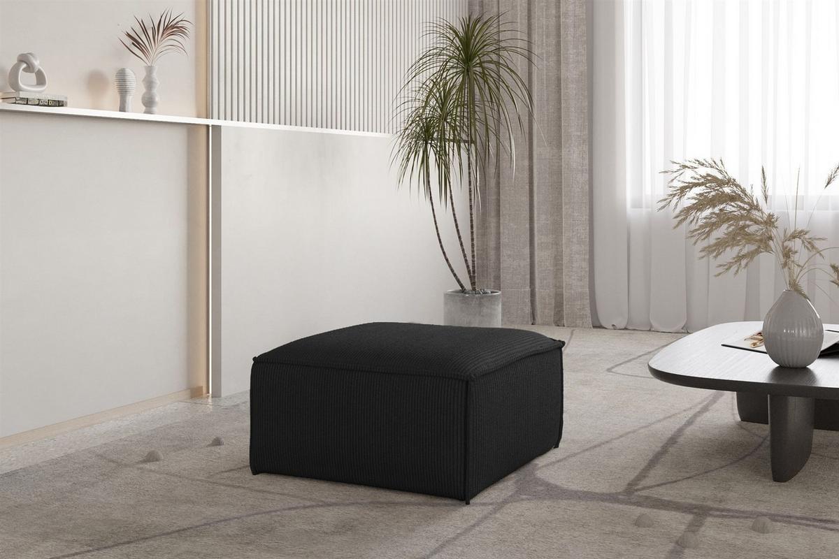 POLSTERHOCKER Celes Premium 65x65cm - Schwarz, Holzwerkstoff/Textil (65/40/65cm) - Fun Möbel