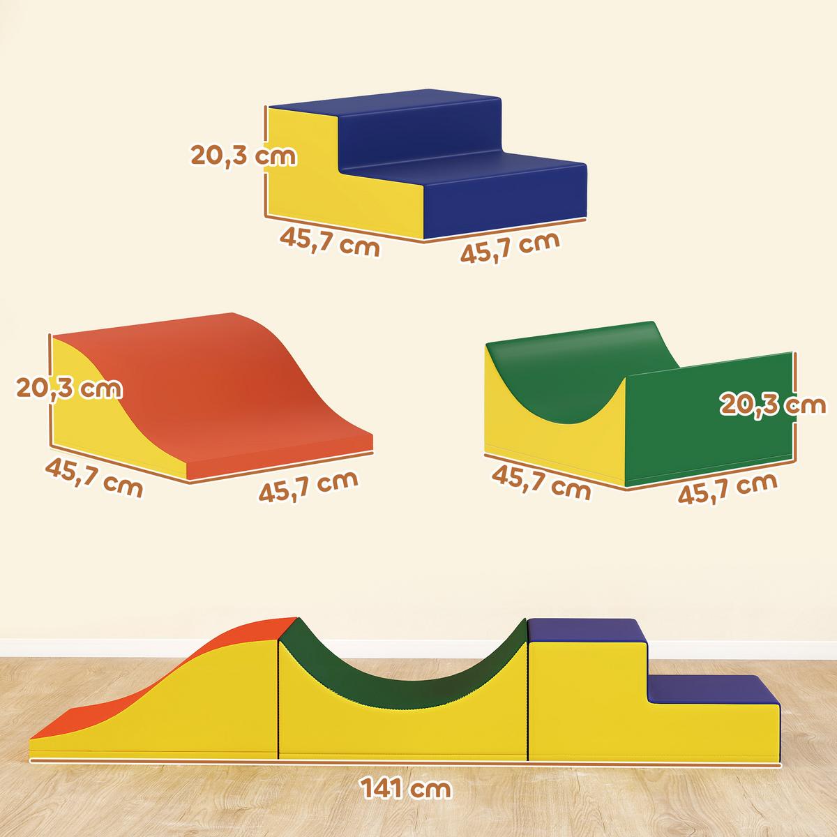 SCHAUMSTOFF Bausteine Kinder 3 Stück Klettern Riesenbausteine Gelb - Gelb, Kunststoff (45.7/141cm) - AIYAPLAY